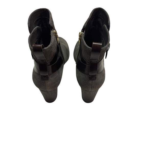 Clarks Womens Spiced River Ankle Boots Booties Gray Suede Mid High Zip Strap 10 - Picture 6 of 8